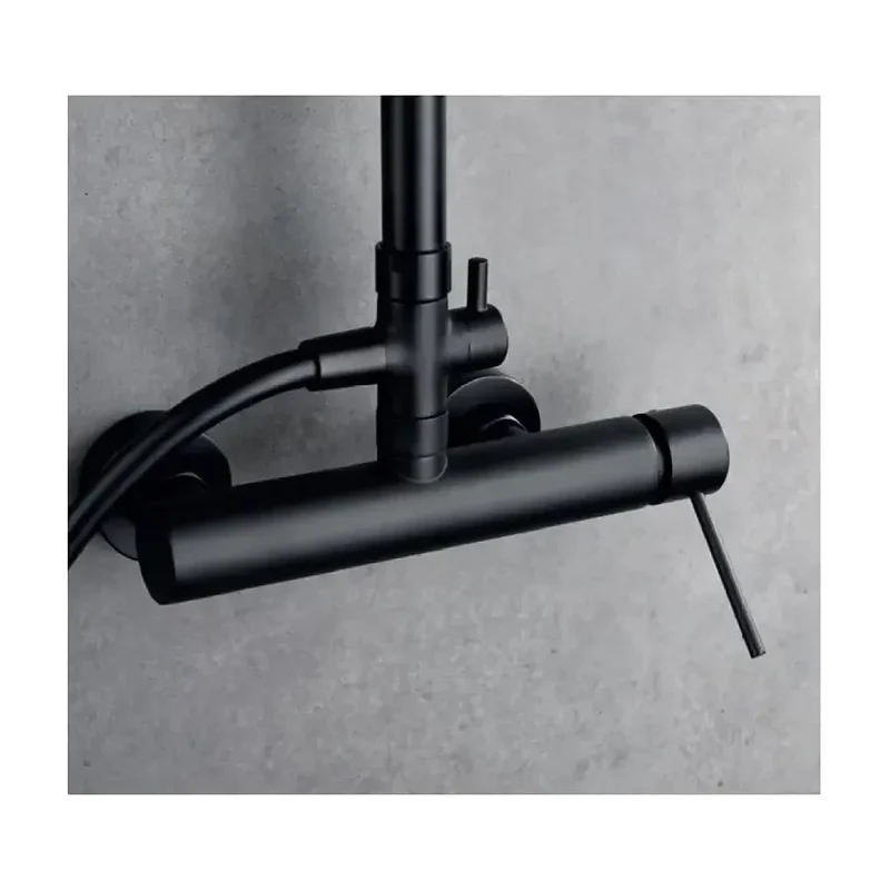 Columna de pared para ducha empotrada de diseño moderno en color negro mate stick Milos de Imex