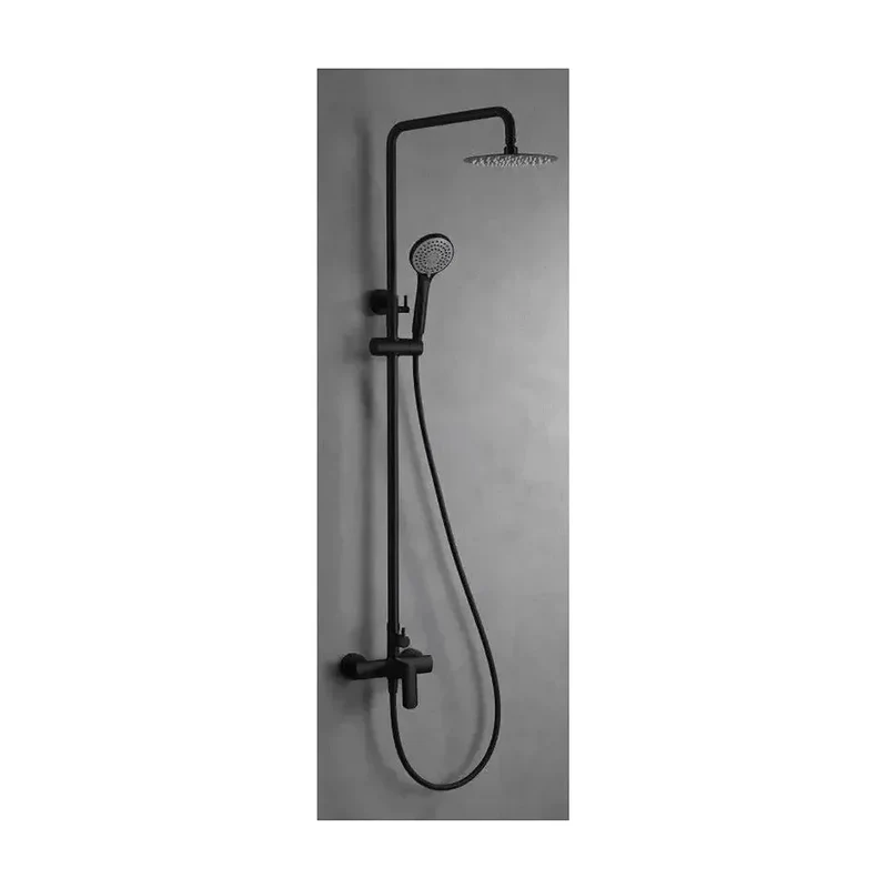 Columna moderna de ducha con una grifería monomando de color negro mate Ural de Imex