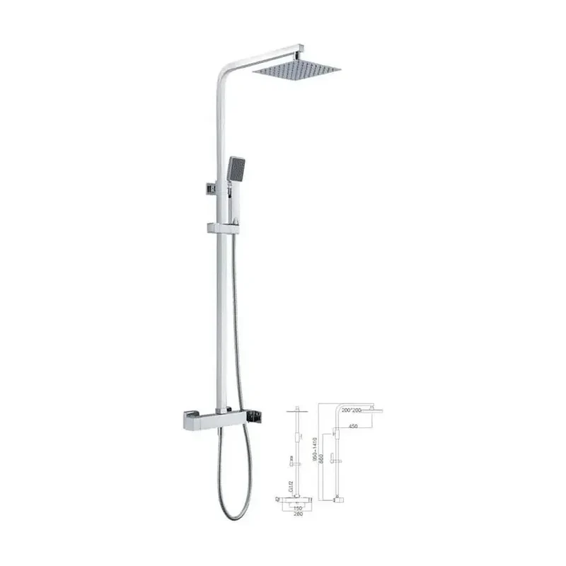 Columna extensible de ducha con un diseño moderno y un acabado cromado Fiyi de Imex