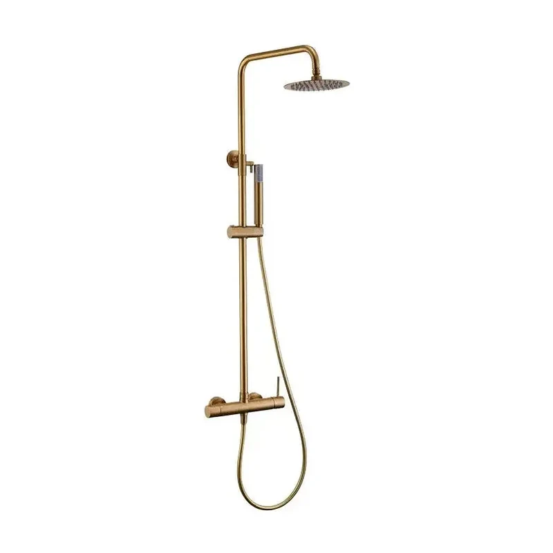 Columna de ducha con monomando integrado de acero inoxidable y acabado en oro cepillado Monza de Imex