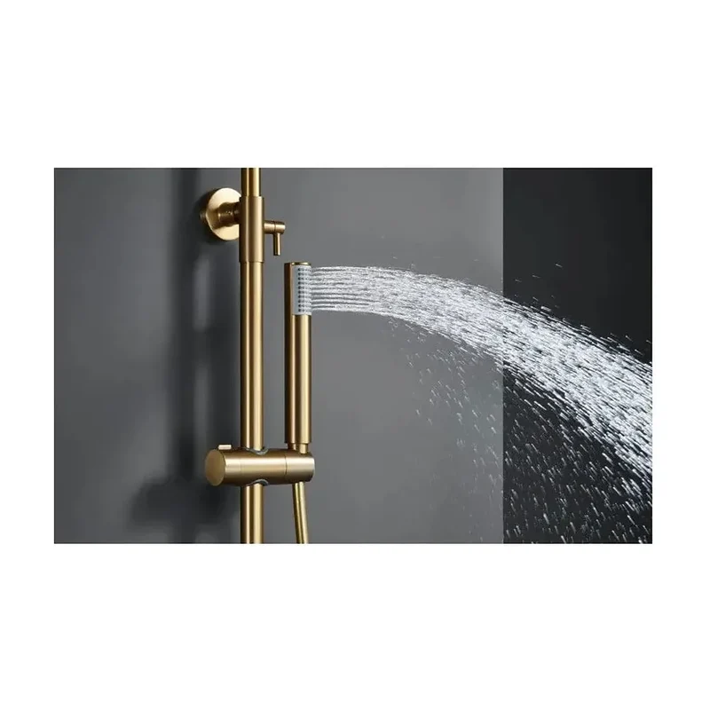 Columna de ducha con monomando integrado de acero inoxidable y acabado en oro cepillado Monza de Imex