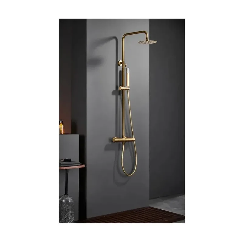 Columna de ducha con monomando integrado de acero inoxidable y acabado en oro cepillado Monza de Imex