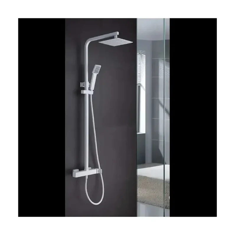 Columna de ducha con un rociador extraplano de diseño moderno y de acabado blanco mate Fiyi de Imex