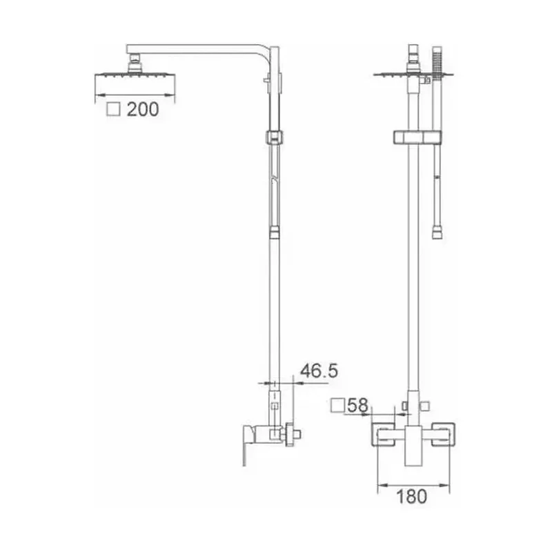 Columna de ducha extensible de 92 a 136 cm de acero inoxidable con rociador extraplano Valencia de Imex