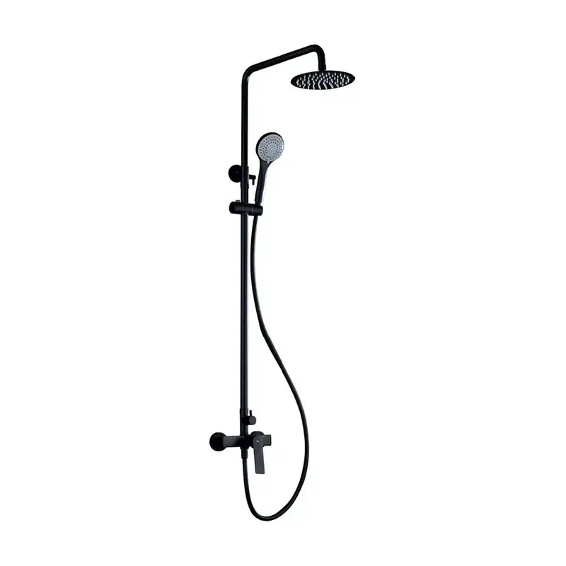 Columna para ducha fabricada en latón con un diseño moderno de acabado negro mate Luxor de Imex