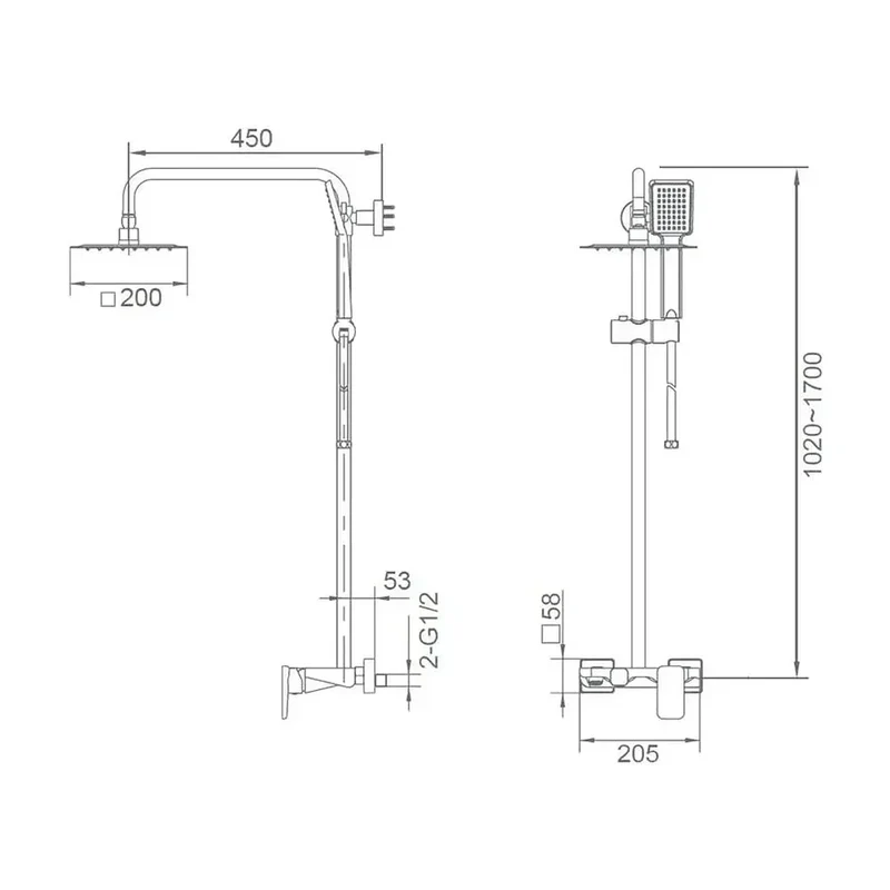 Columna de ducha y bañera de diseño minimalista fabricada en acero inoxidable Liverpool de Imex