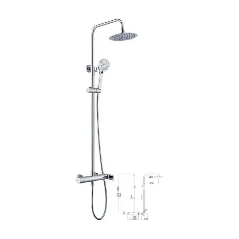 Columna de ducha con un diseño moderno y extensible de acabado cromado Nassau de Imex