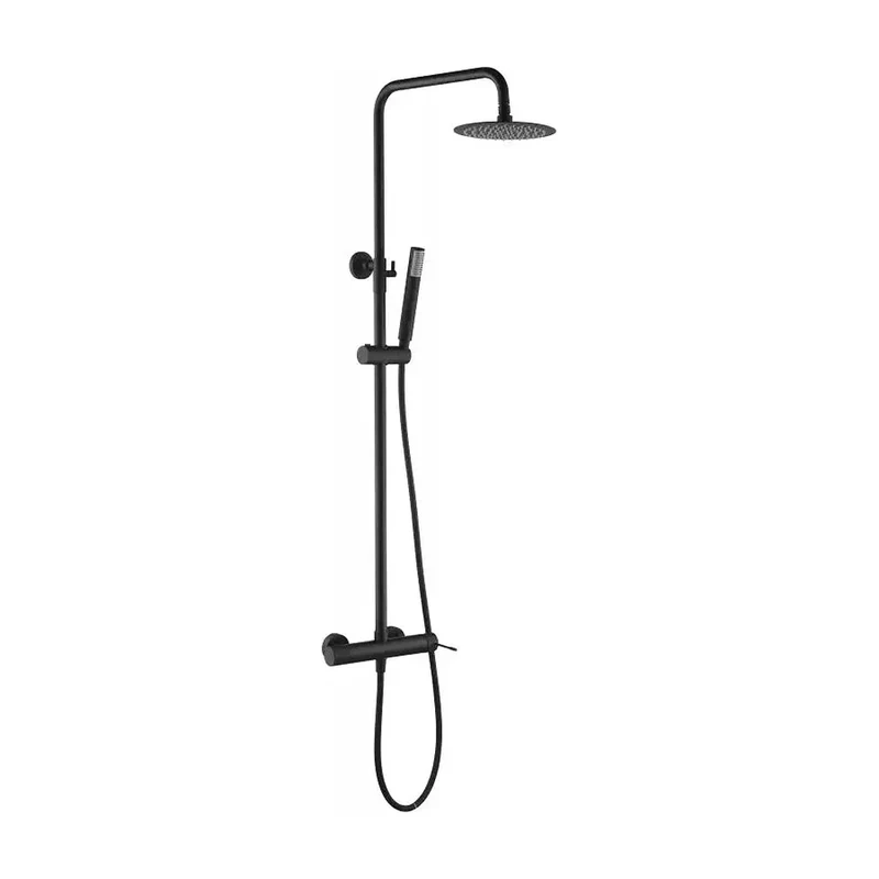 Columna de ducha monomando con un diseño moderno de acabado negro mate Line de Imex