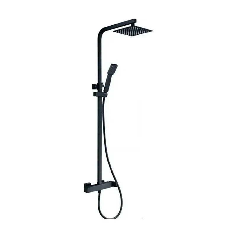 Columna de ducha para pared con un diseño extensible de acabado negro mate Fiyi de Imex