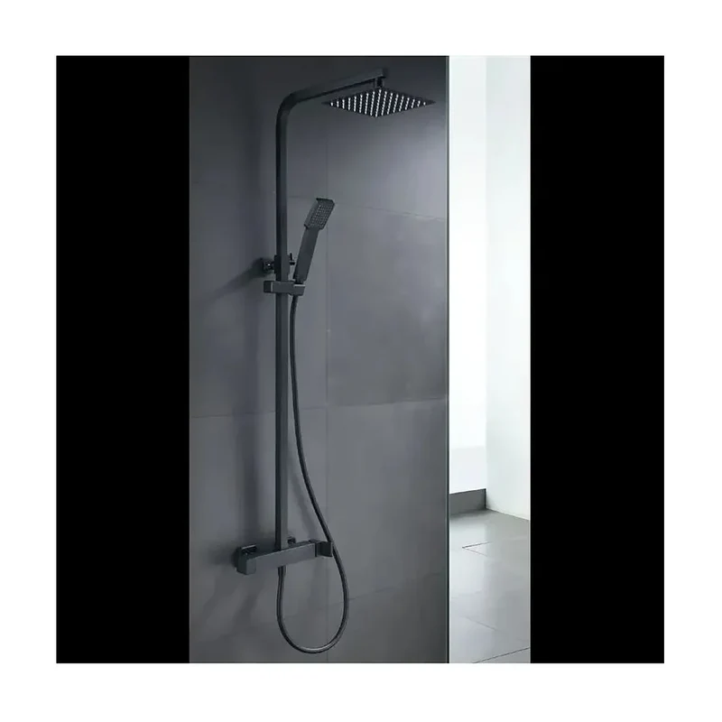 Columna de ducha para pared con un diseño extensible de acabado negro mate Fiyi de Imex