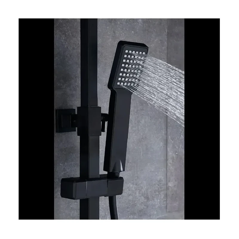 Columna de ducha para pared con un diseño extensible de acabado negro mate Fiyi de Imex