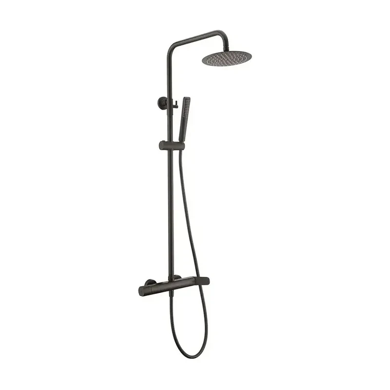 Columna de ducha con una barra extensible de diseño moderno en color negro mate Dinamarca de Imex