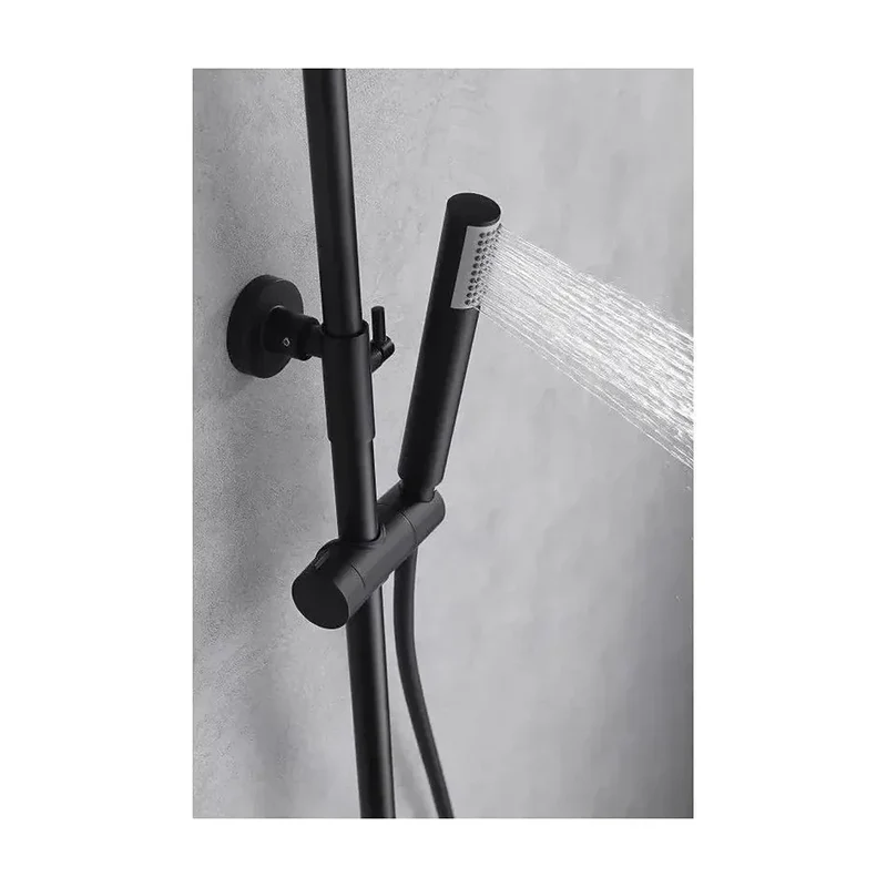 Columna para ducha de pared con un diseño termostático de acabado negro mate Line de Imex