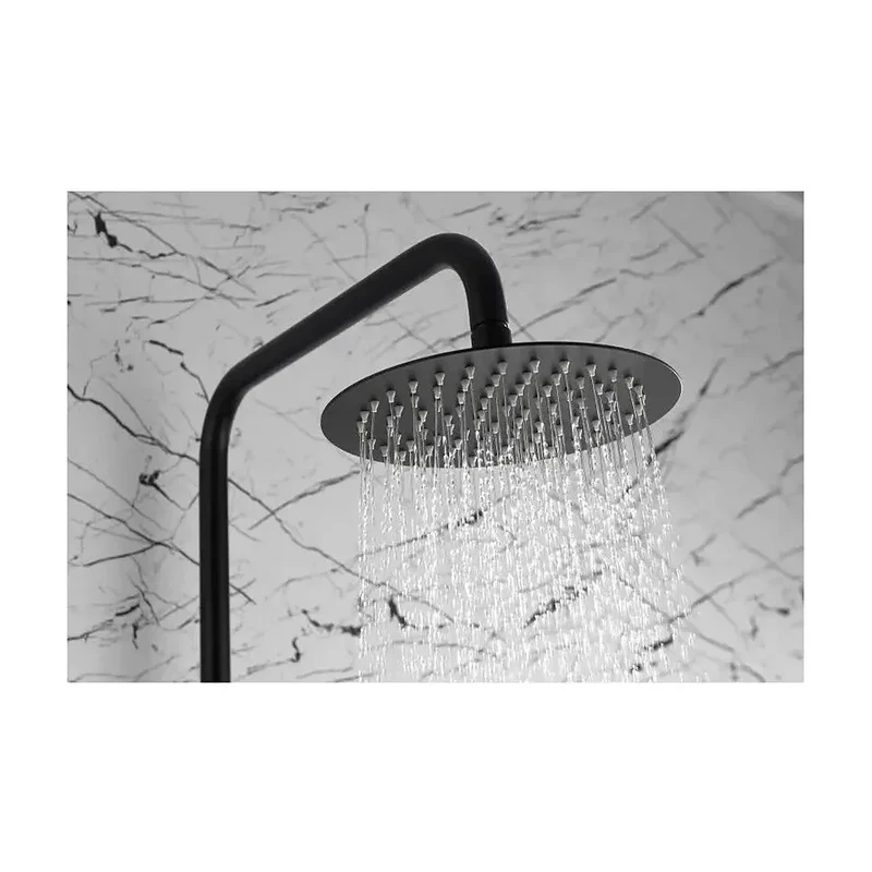 Columna para ducha de pared con un diseño termostático de acabado negro mate Line de Imex