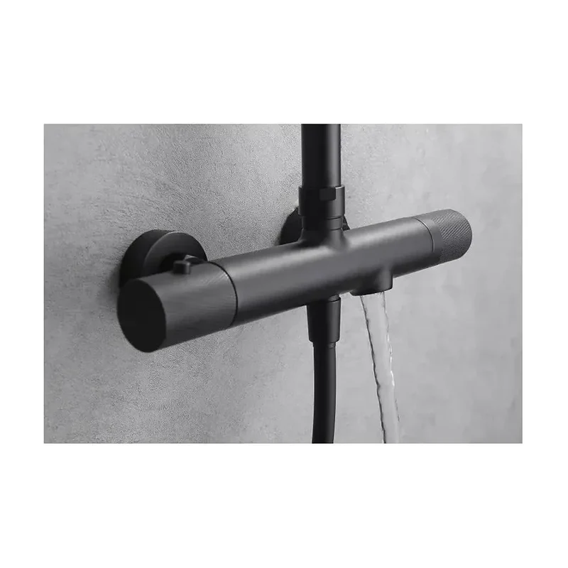 Columna para baño con grifería termostática apta para bañera y ducha acabado negro mate Line de Imex