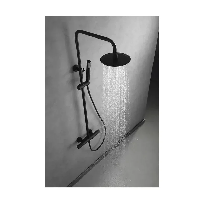 Columna para baño con grifería termostática apta para bañera y ducha acabado negro mate Line de Imex