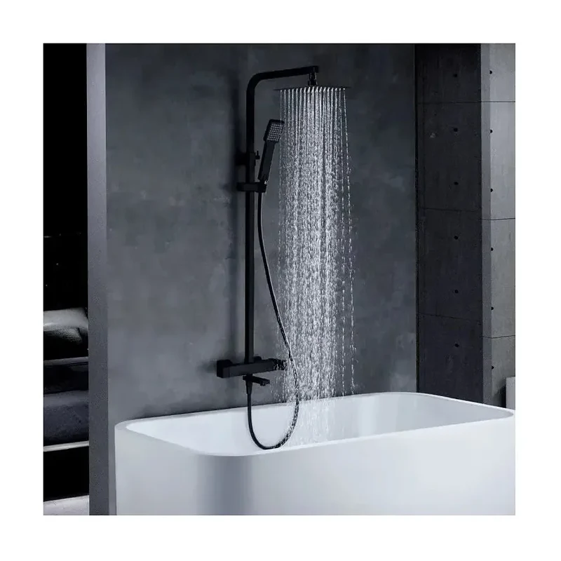 Columna de bañera o ducha con rociador cuadrado y acabado en color negro Fiyi de Imex