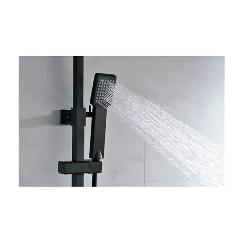 Columna termostática de ducha para pared con un diseño moderno de acabado negro mate Vigo de Imex