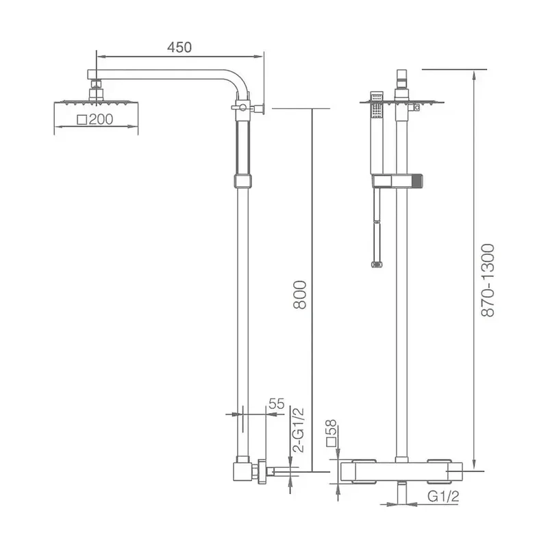 Columna termostática de ducha para pared con un diseño moderno de acabado negro mate Vigo de Imex