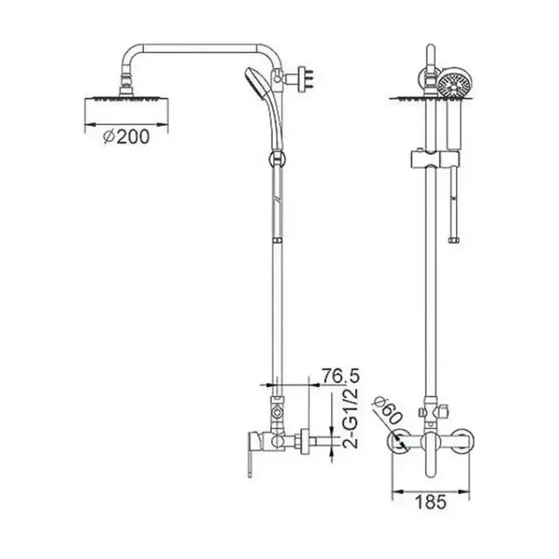 Columna de ducha extensible 95-137 cm de acero inoxidable con rociador redondo Roma de Imex