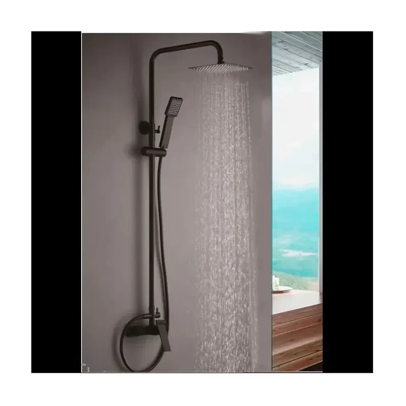 Columna de ducha con un diseño extensible y moderno de acabado negro mate Art de Imex