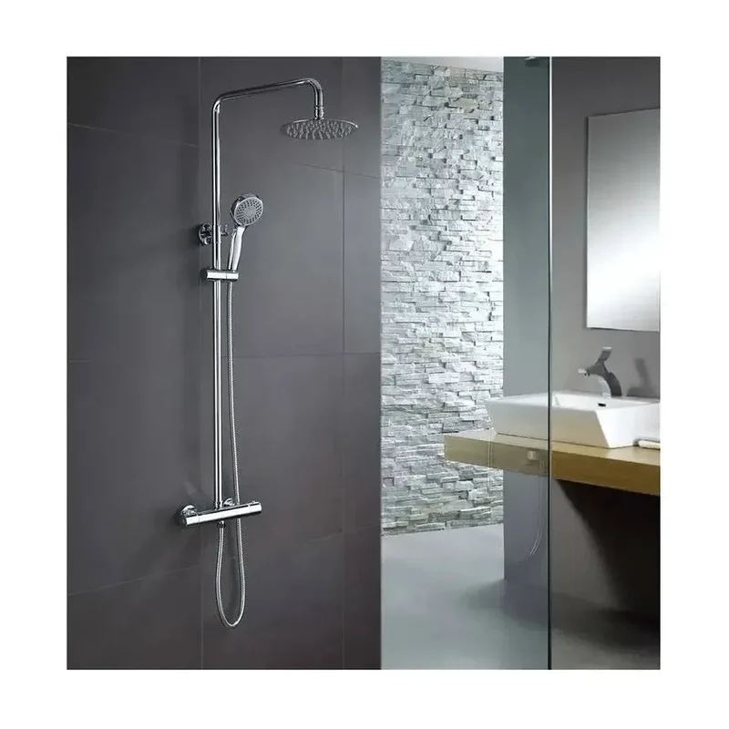 Columna de ducha con grifo termostático de diseño moderno con un acabado cromado Londres de Imex