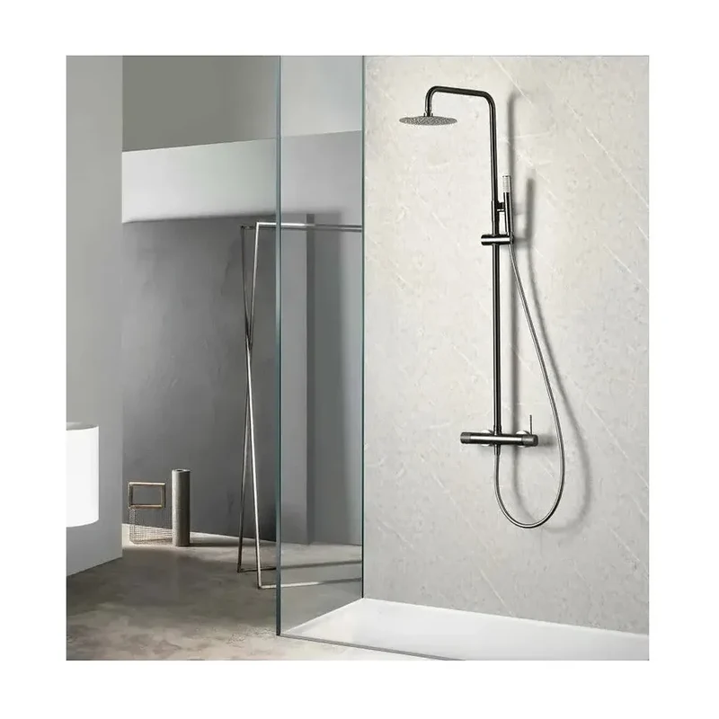 Barra de Ducha Monomando Line de Imex: El Negro Metalizado que Transforma tu Baño en un Espacio de Diseño Real