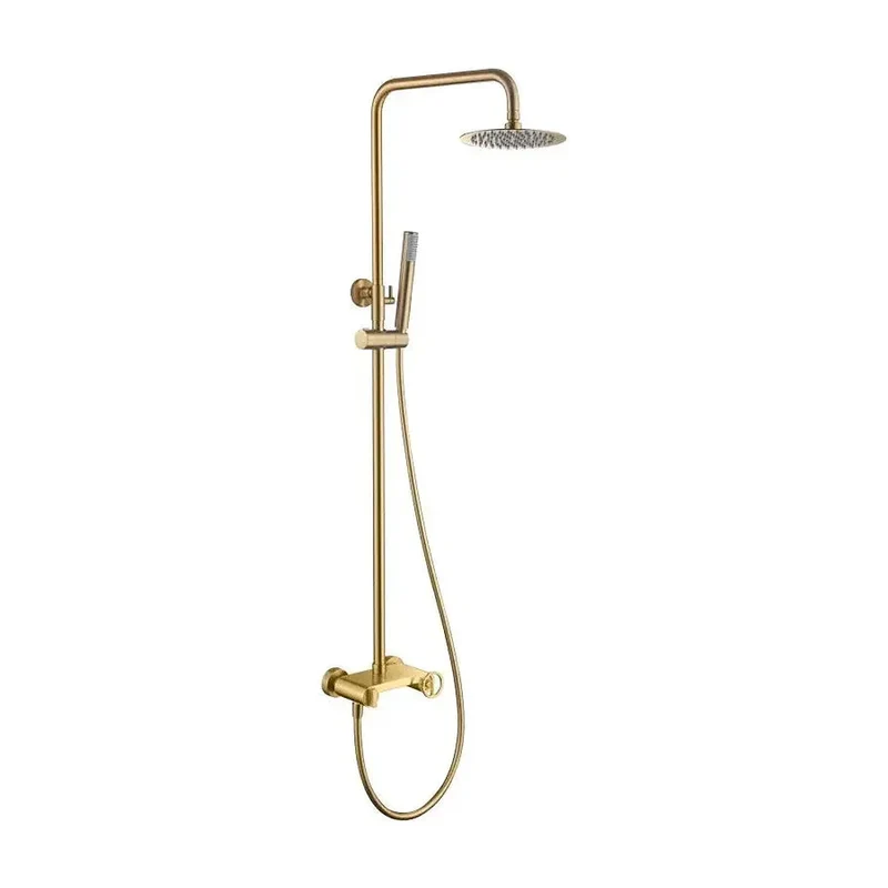 Barra de ducha monomando extensible de acero inoxidable acabado oro cepillado Olimpo de Imex