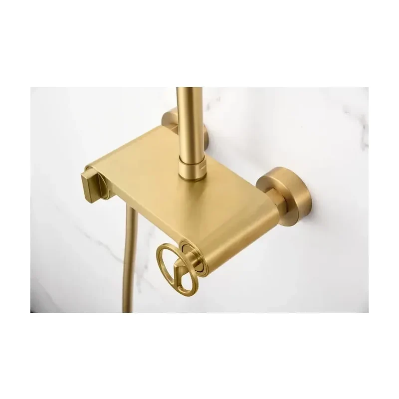 Barra de ducha monomando extensible de acero inoxidable acabado oro cepillado Olimpo de Imex