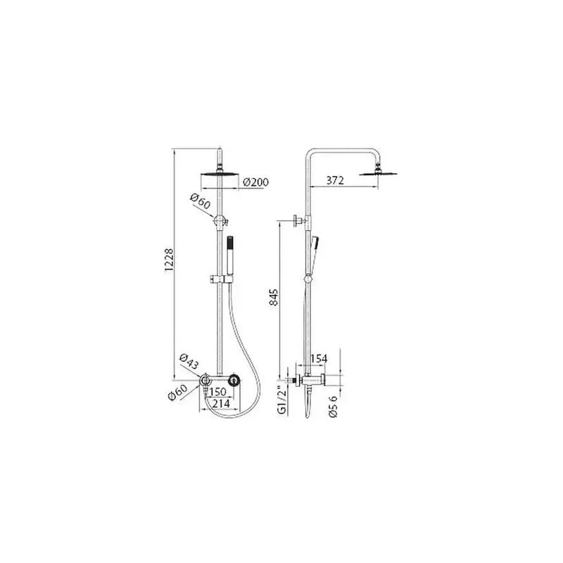 Barra de ducha monomando extensible de acero inoxidable acabado oro cepillado Olimpo de Imex
