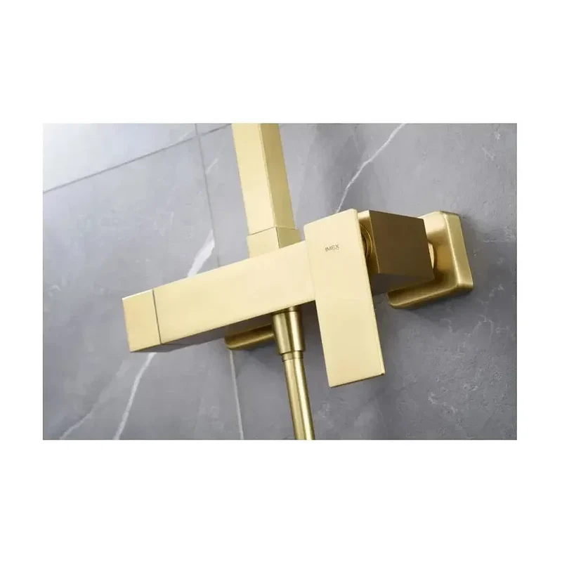 Barra de ducha monomando extensible acero inoxidable acabado oro cepillado Pisa de Imex