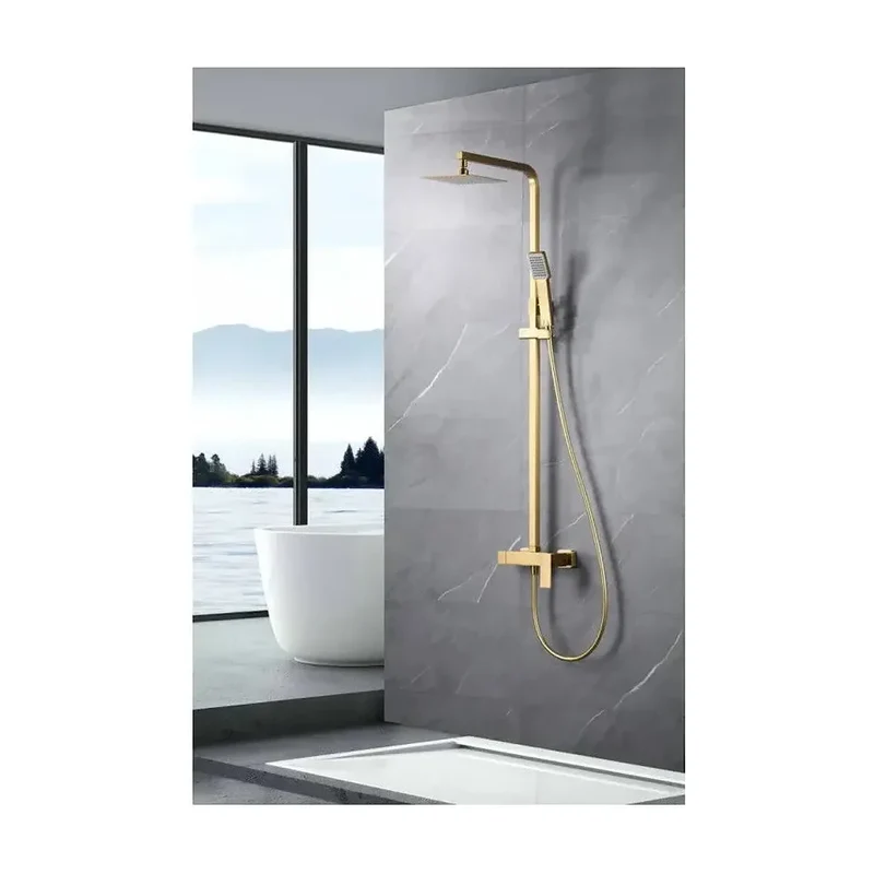 Barra de ducha monomando extensible acero inoxidable acabado oro cepillado Pisa de Imex
