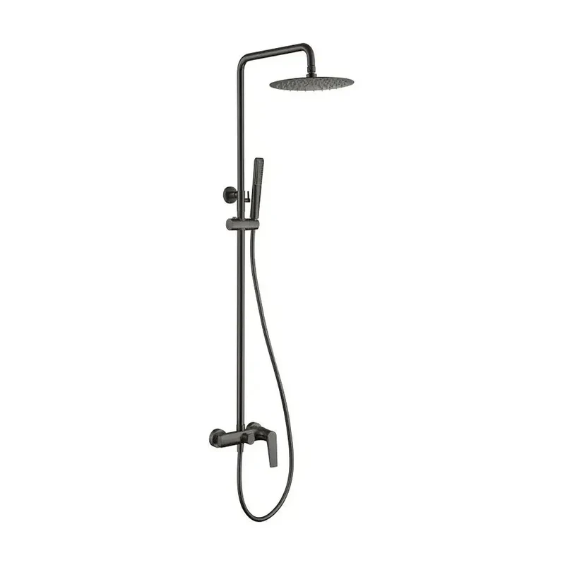Barra de ducha monomando extensible hecha de acero inoxidable con acabado negro metalizado Delos Imex