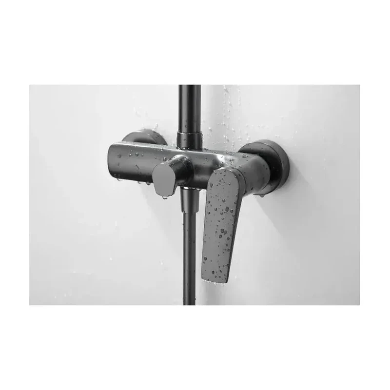 Barra de ducha monomando extensible hecha de acero inoxidable con acabado negro metalizado Delos Imex