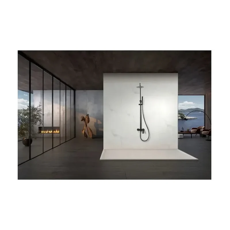 Barra de ducha monomando extensible hecha de acero inoxidable con acabado negro metalizado Delos Imex