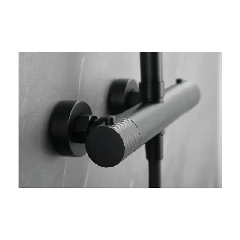 Barra de ducha termostática hecha de acero inoxidable con acabado negro mate Genova de Imex
