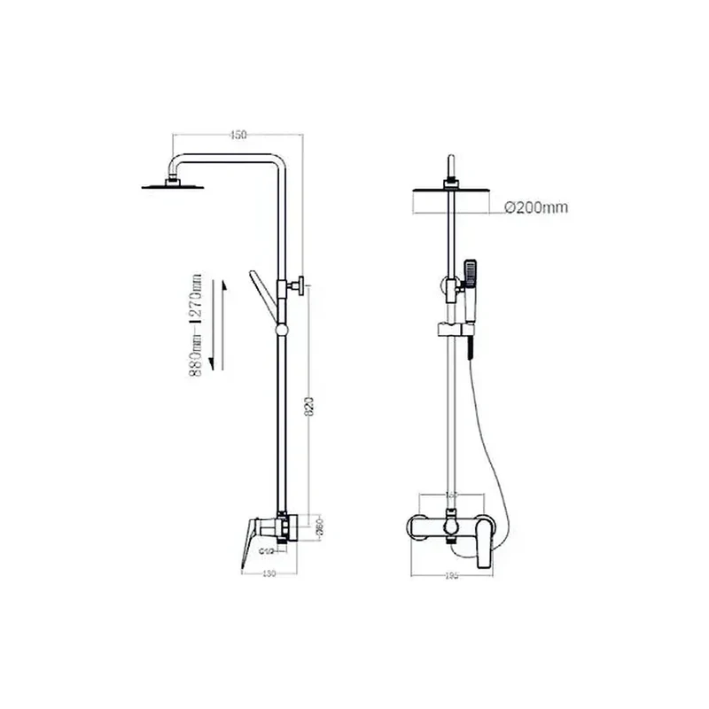 Barra de ducha monomando extensible de acero inoxidable con acabado cromado Delos de Imex
