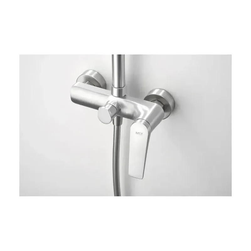 Barra de ducha monomando fabricada en acero inoxidable con acabado satinado Delos de Imex