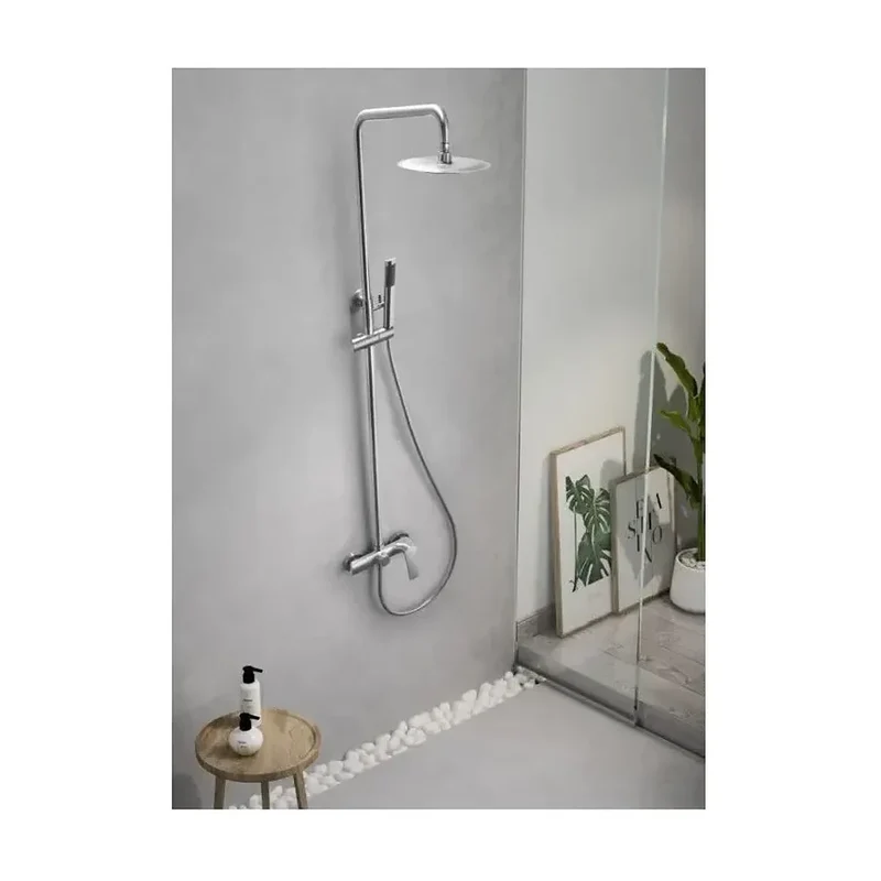 Barra de ducha monomando fabricada en acero inoxidable con acabado satinado Delos de Imex