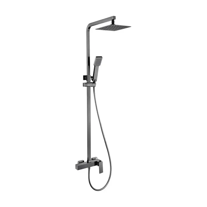 Barra de Ducha Monomando Pisa de Imex: Diseño Cuadrado, Acero Inoxidable S304 y Acabado Negro Metalizado Gun Metal para el Baño Contemporáneo