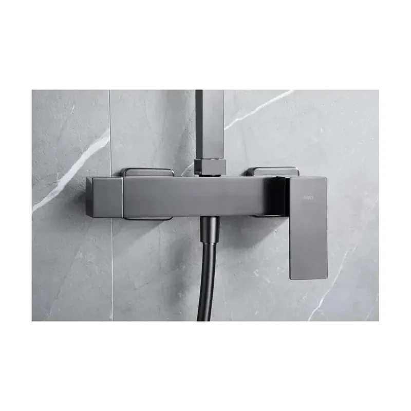 Barra de Ducha Monomando Pisa de Imex: Diseño Cuadrado, Acero Inoxidable S304 y Acabado Negro Metalizado Gun Metal para el Baño Contemporáneo