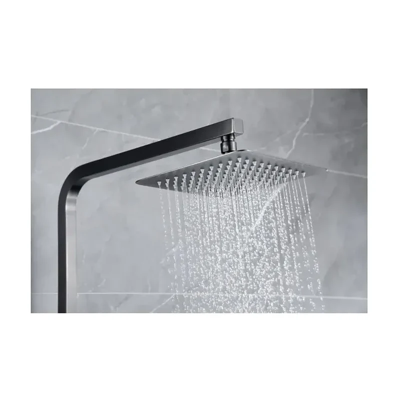 Barra de Ducha Monomando Pisa de Imex: Diseño Cuadrado, Acero Inoxidable S304 y Acabado Negro Metalizado Gun Metal para el Baño Contemporáneo