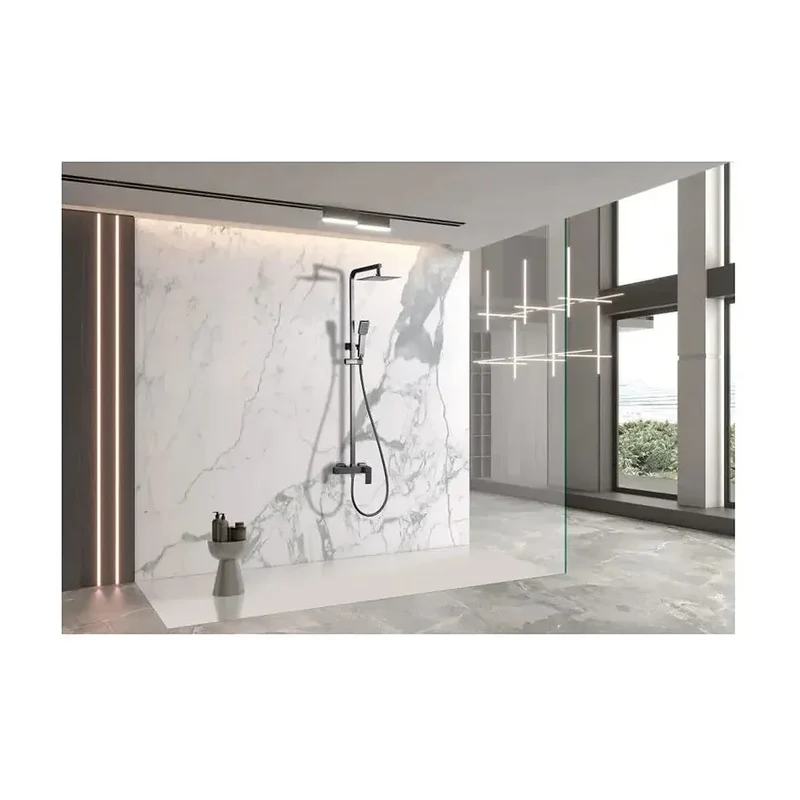 Barra de Ducha Monomando Pisa de Imex: Diseño Cuadrado, Acero Inoxidable S304 y Acabado Negro Metalizado Gun Metal para el Baño Contemporáneo
