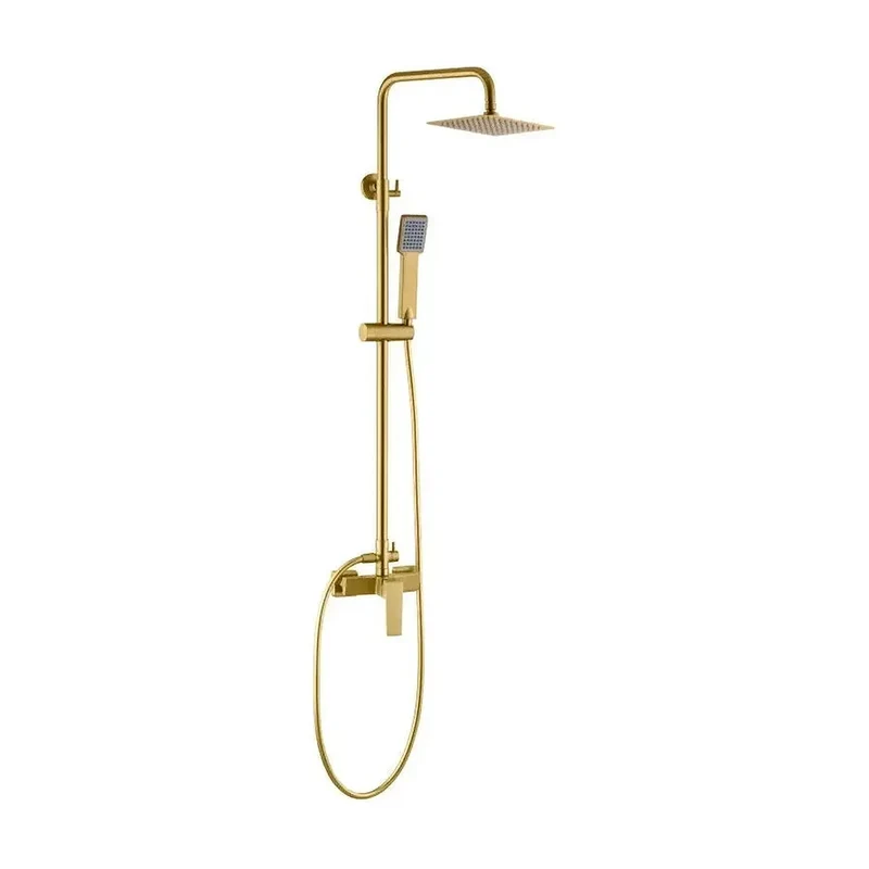 Barra de ducha monomando extensible de acero inoxidable con acabado oro cepillado Art Imex