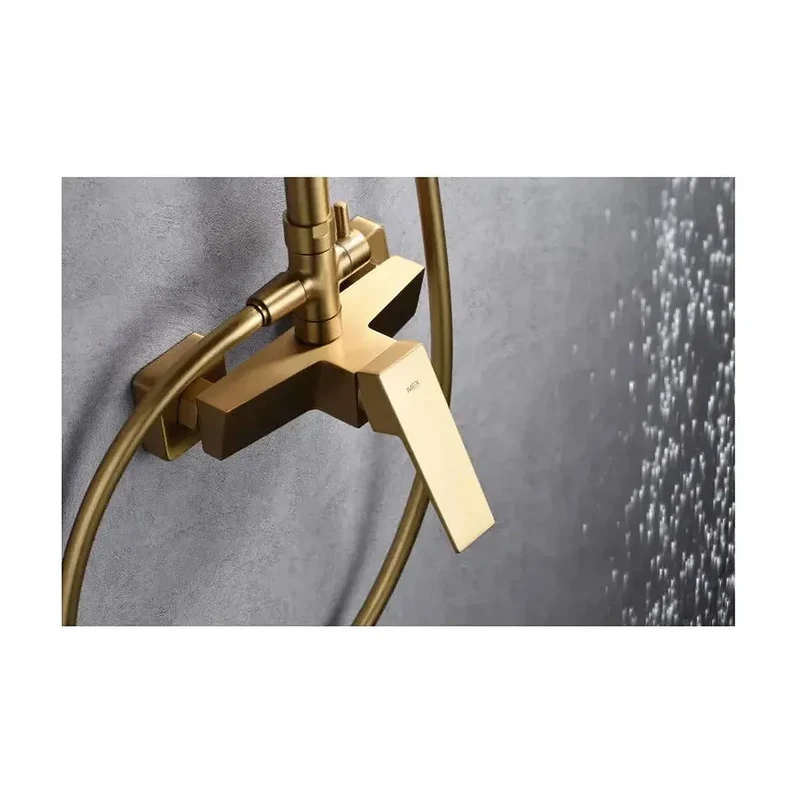 Barra de ducha monomando extensible de acero inoxidable con acabado oro cepillado Art Imex