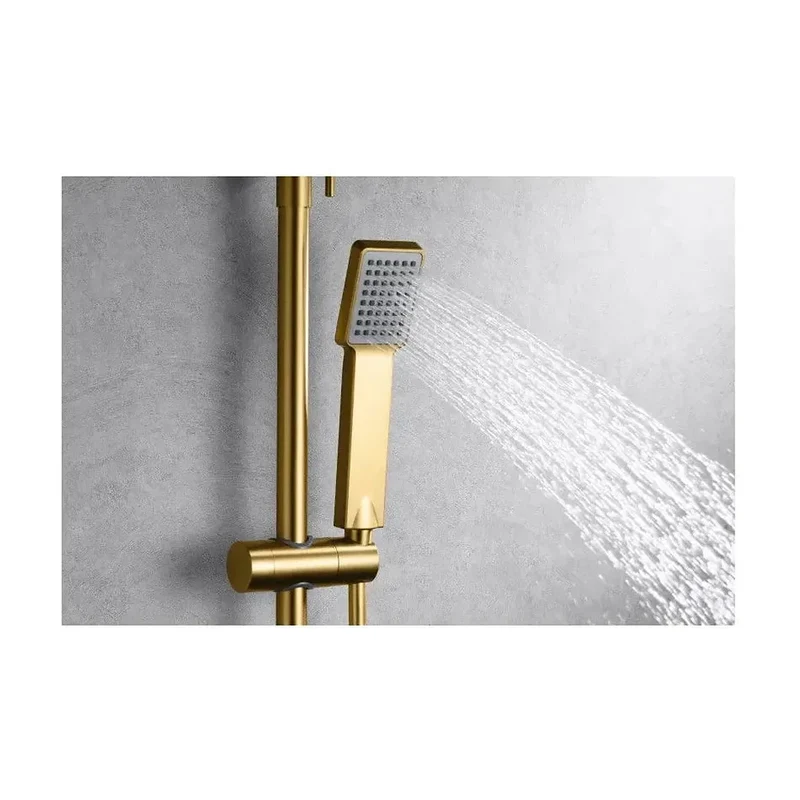 Barra de ducha monomando extensible de acero inoxidable con acabado oro cepillado Art Imex