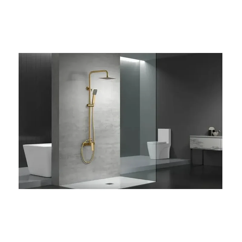 Barra de ducha monomando extensible de acero inoxidable con acabado oro cepillado Art Imex
