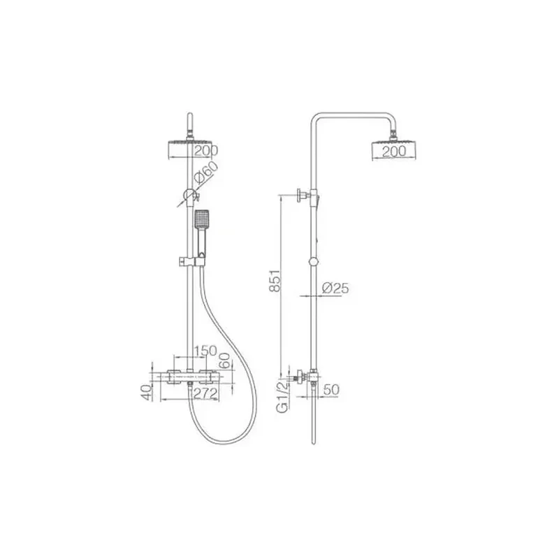 Barra de ducha termostática hecha de acero inoxidable con acabado cromado Art de Imex