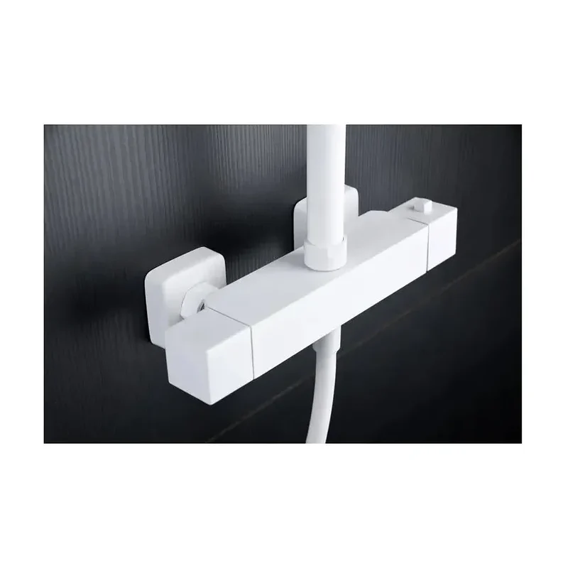 Barra de ducha termostática hecha de acero inoxidable con acabado blanco mate Art de Imex