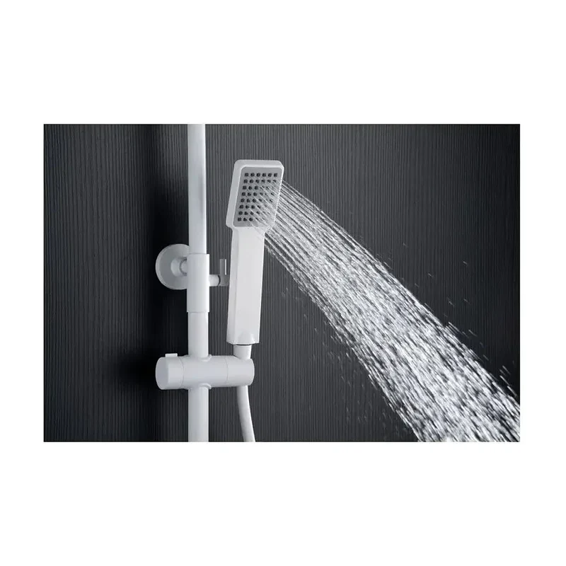 Barra de ducha termostática hecha de acero inoxidable con acabado blanco mate Art de Imex